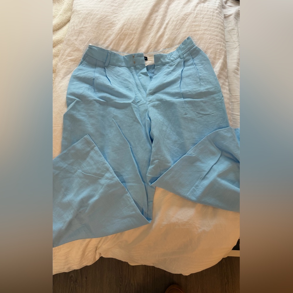 Zara Sky Blue and White Blouse